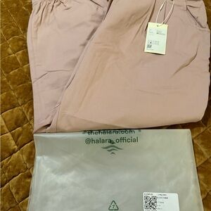 HALARA Mid Rise Zipper Pocket Casual Cotton Blush Joggers